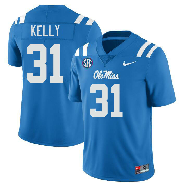 Men #31 Torian Kelly Ole Miss Rebels College Football Jerseys Stitched Sale-Power Blue